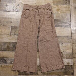 Elevenses 100% Linen Wide Leg Pants Women’s Size 12 Light Brown/Taupe